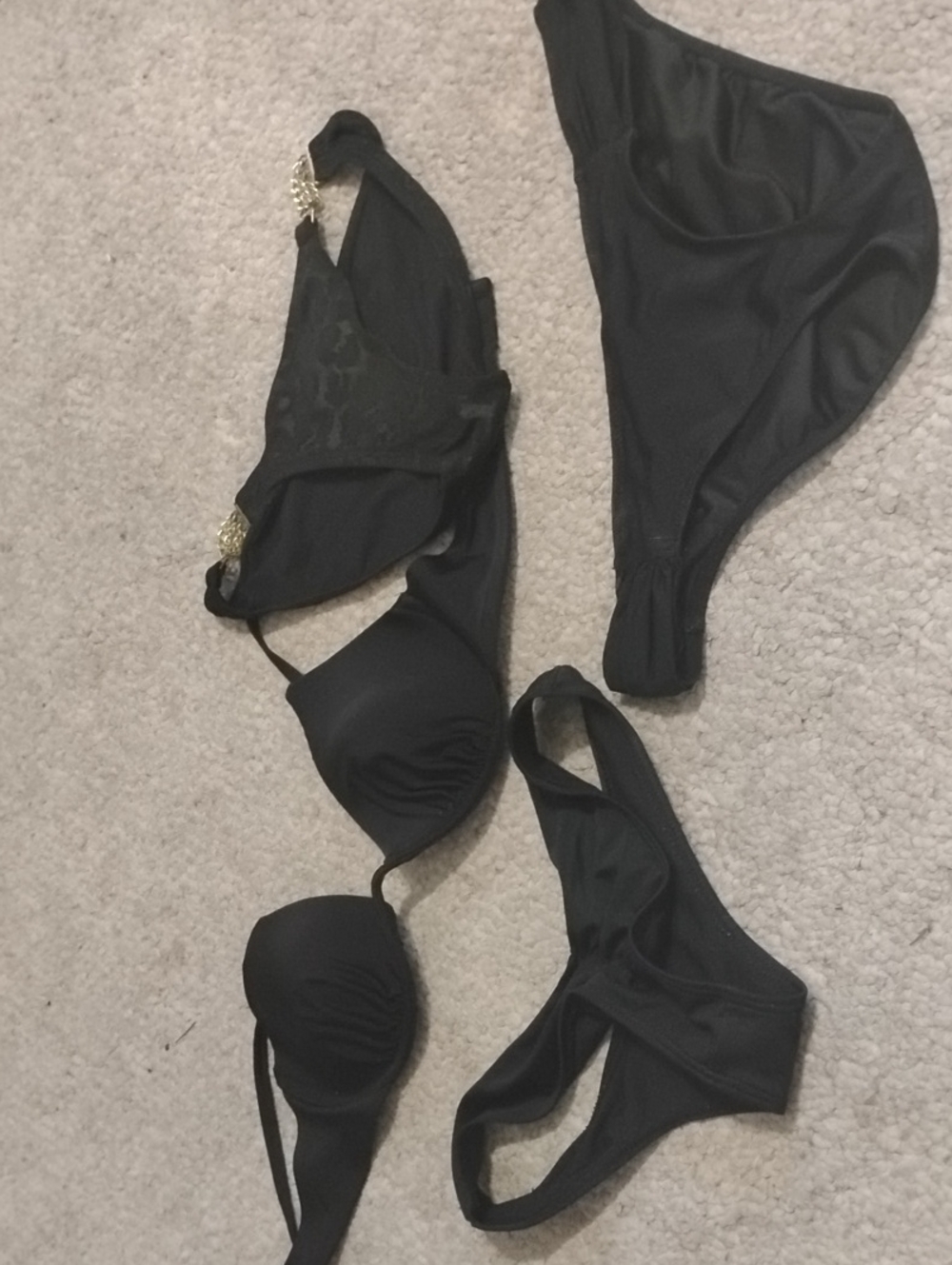 3 Small Black Bikini Bottoms, Also Comes With 1 Small Black Bikini Top